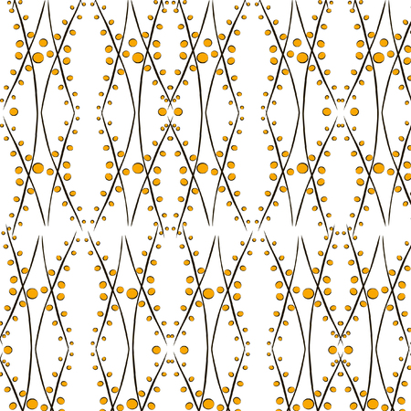 abstract yellow black round waves pattern backgroundのイラスト素材