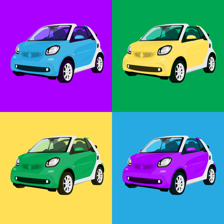 Print four small city car colorsのイラスト素材