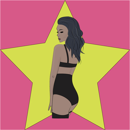 sexy girl in high panties illustrationのイラスト素材