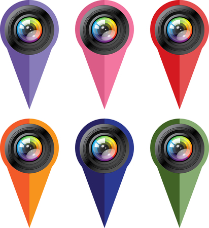 Camera icon set. Photo icon. Marker cameraのイラスト素材