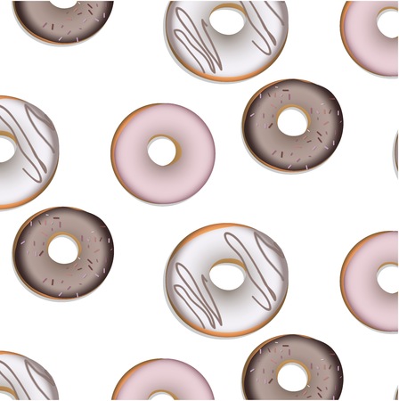 sweet donuts pattern background pink desert bakeryのイラスト素材