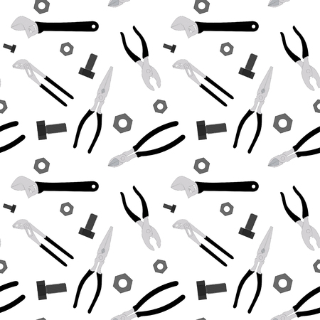 collection of simple man tool pliers adjustable wrench nippersのイラスト素材