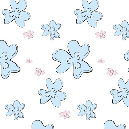 floral pattern flowers blossom blue pink springのイラスト素材