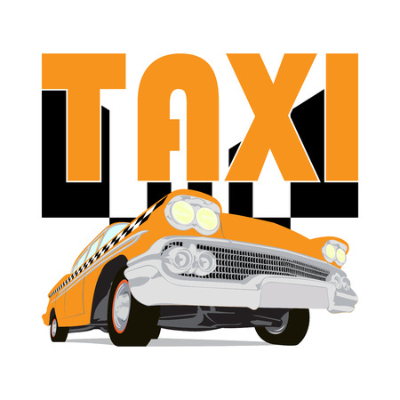 Vintage taxi car cartoon sketch printの写真素材