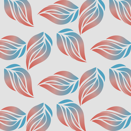 leaves orange blue patern textile botanicalのイラスト素材