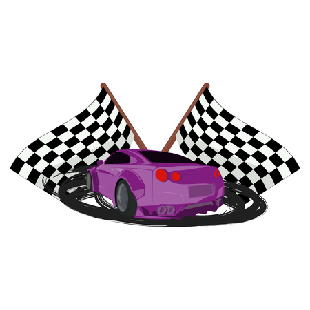 Violet cartoon sport car  back view illustrationのイラスト素材