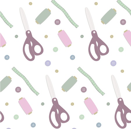 sewing pattern string scissors button hobby studのイラスト素材