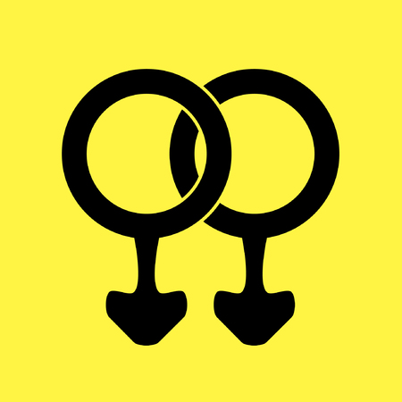 male icon gay sign inverse homosexual double couple yellowのイラスト素材