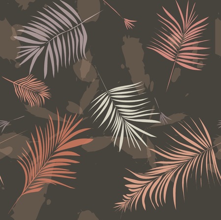 Summer vacationpalm leaves print cover in vector .Abstract wallpaper pattern. Fahion backgroundのイラスト素材