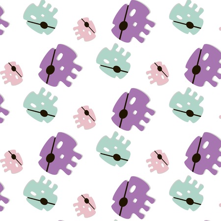 Skull cartoon print pattern. Vector kids pirate party illustration. Background trendy textile textureのイラスト素材