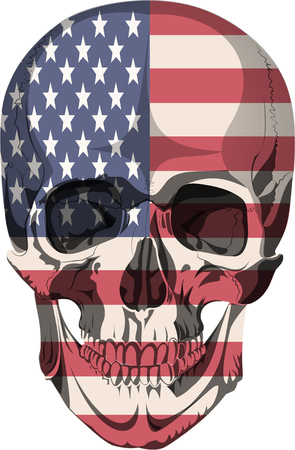 human skull bones skeleton dead anatomy illustration flag usaのイラスト素材