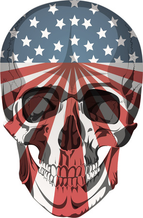 human skull bones skeleton dead anatomy illustration flag usaのイラスト素材