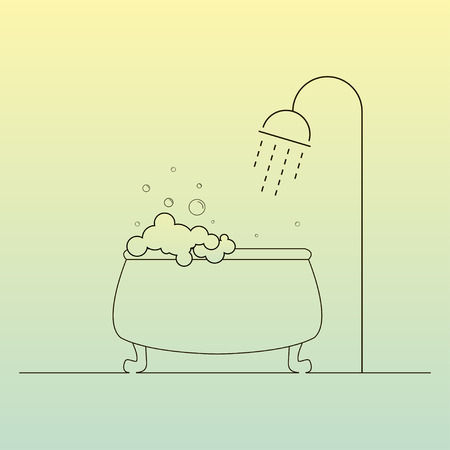 Print bath shower simple icon bubbles water cover background. Vector illustrationのイラスト素材