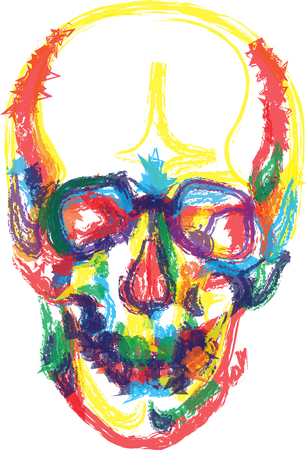 colors human skull bones skeleton dead anatomy illustrationのイラスト素材