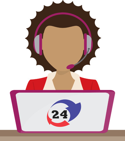 customer support center via phone mail operator service icons concept illustrationのイラスト素材
