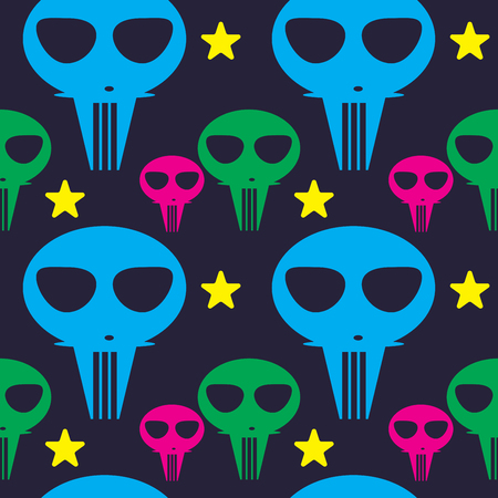 pattern colors aliens cartoon cute monsters illustrationのイラスト素材