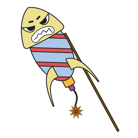fireworks with angry facial expression illustratorのイラスト素材