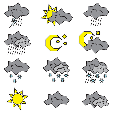 set of icons for different weather conditionsのイラスト素材