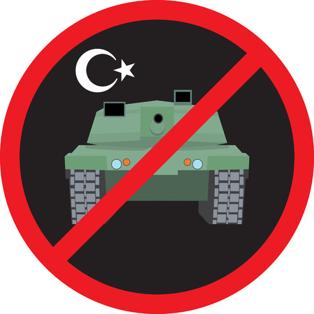 Turkey military coup. Military equipment. Tank against the background sign banのイラスト素材