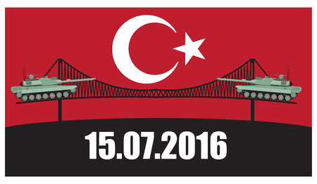 Turkey military coup. Military equipment. Tank against the background sign banのイラスト素材