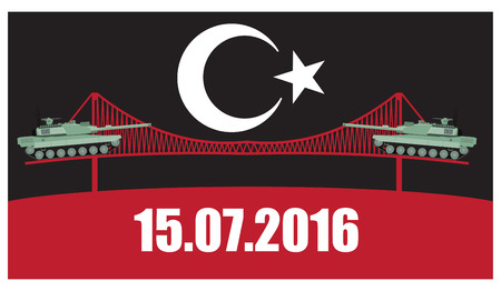 Turkey military coup. Military equipment. Tank against the background sign banのイラスト素材