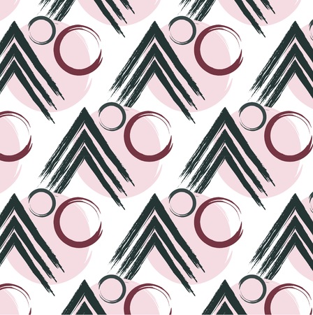 Vector repetition circle and lines arrow pattern. Texture in green and pink colors. Simple abstract colorful textile print green pink.のイラスト素材