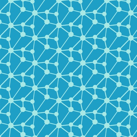 Geometric molecule design on blue background. Vector simple illustration of dots with lines.のイラスト素材