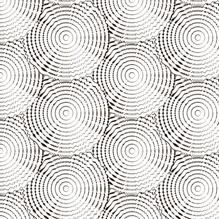 Vector hand painted line geometric round concentric circles pattern. Abstract Backgroundのイラスト素材