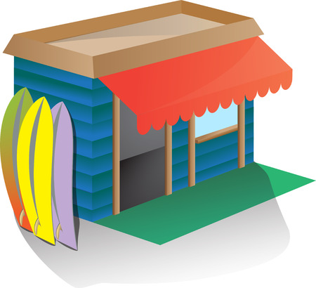 Around the sports equipment - Rent surfboard or surfing training concep.のイラスト素材
