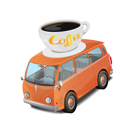 Car coffee fast food truck vector illustration on white backgroundのイラスト素材