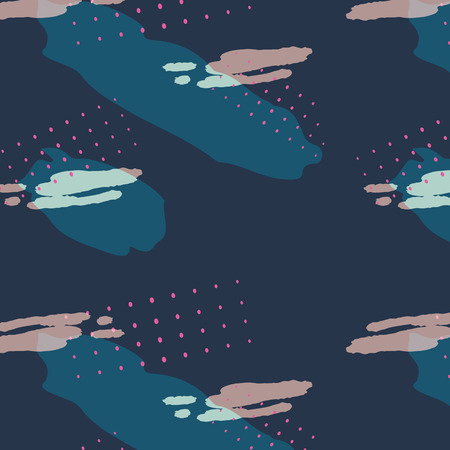 Vector textile texture pink spot on blue background. Hand drawn cover abstract. Modern hipster designのイラスト素材