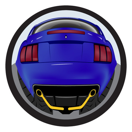American customized muscle car a rear view. Effect fisheyeのイラスト素材