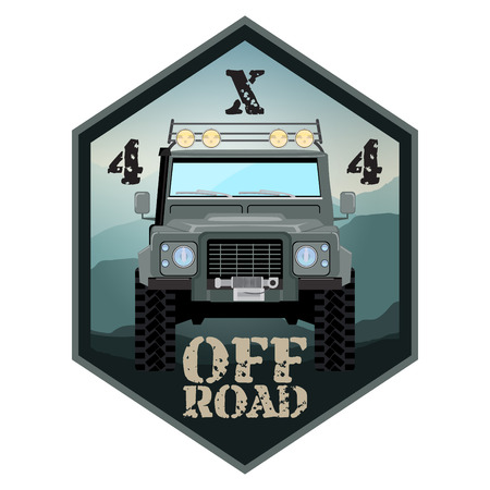 khaki offroad car truck 4x4 illustrationのイラスト素材