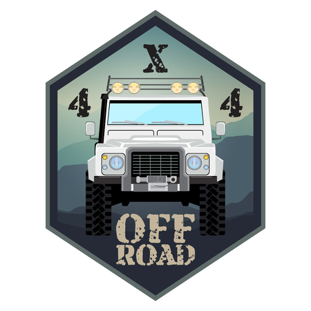 khaki offroad car truck 4x4 illustrationのイラスト素材