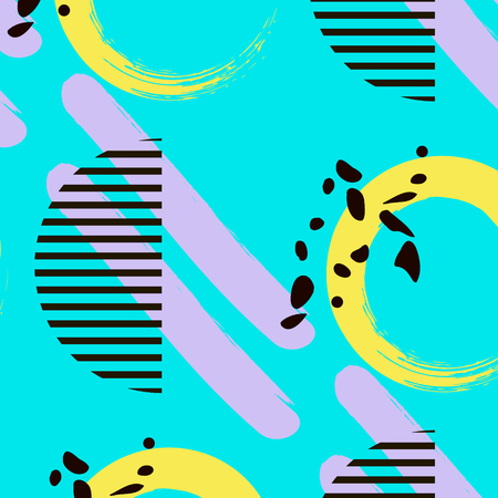 Grunge endless bright texture pattern for print, fabric, wallpapers, clothes. Retro ornament with brush strokes. Vector abstract hipster decorationのイラスト素材