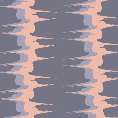 Wavy decoration pattern with peach and gray lines. Trendy ornament texture. Summer stripes pattern. Simple fashion textileのイラスト素材