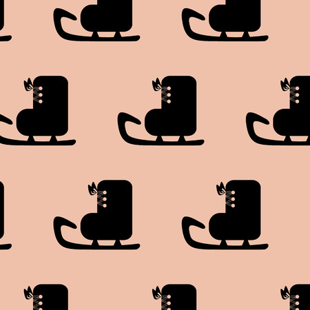 Vector ice skating pattern, winter sport skate design. Child background. Christmas symbol. Endless texture for wallpaper, web page background, wrapping paper and etc. Retro decoration style.のイラスト素材