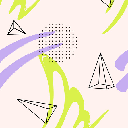 Hand drawn brush textures in violet, blue. Abstract repeating boho background. Simple music hipster pattern. Fancy splash printのイラスト素材