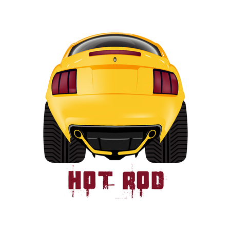 American customized muscle car a rear view. Effect fisheyeのイラスト素材