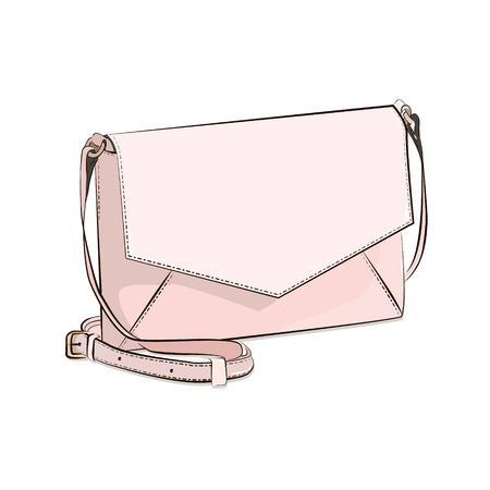 Vector fashion isolated bad. Crossbody luxury purse. Woman accessories. Tote clutch in beige color. Girls ]giftのイラスト素材