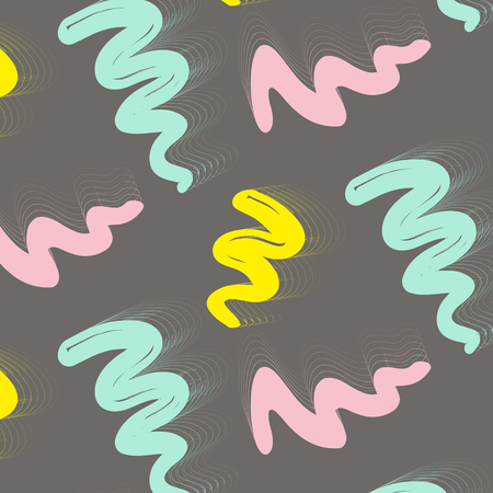 Unstable pattern. Organic creative repetition concept. Creative expressive broken elements in pastel colors. Wrapping geometrical form. Ditsy waves geo printのイラスト素材
