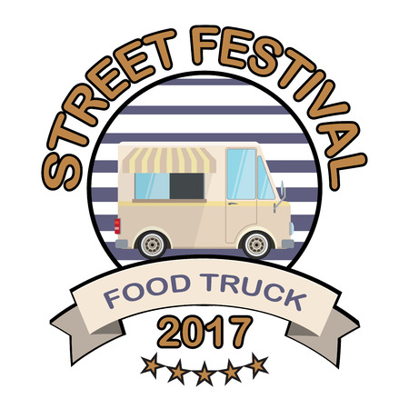Flat design style modern logo food truck. Street festival 2017のイラスト素材