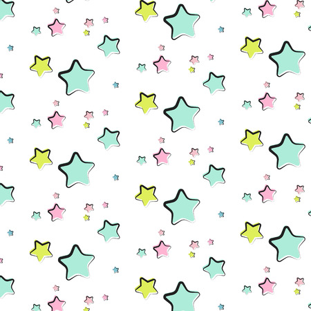 Vector star pattern. Abstract texture. Kids cute fancy design, modern 2017 summer cover print. Colorful endless decorationのイラスト素材