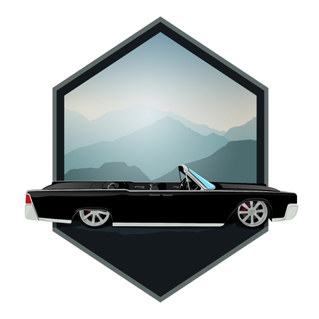 Retro gangster car. Car icons in flat. Classic transportation.のイラスト素材