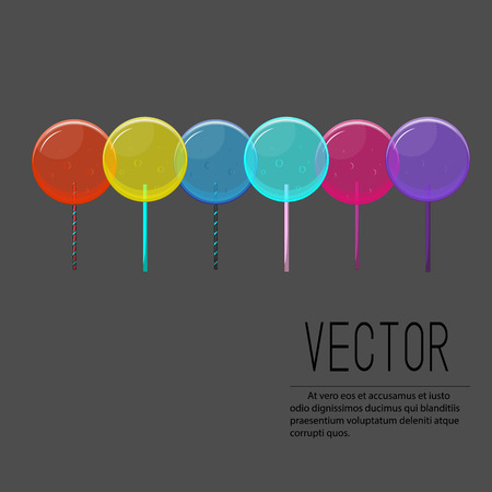 Vector lollipop illustration. Candy colorful sweets with bubbles. Kid design collection. Glamour cute printのイラスト素材