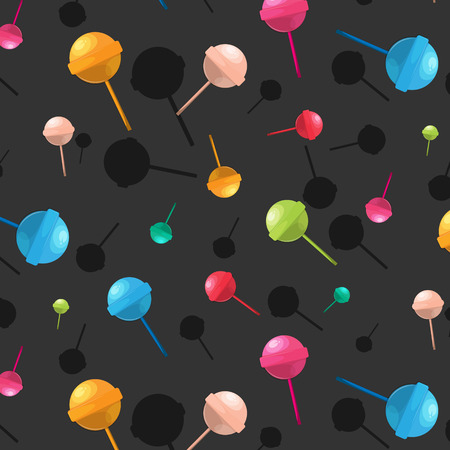 Vector lollipop pattern. Cartoon dessert candy texture. Colorful sugar delicious print. Happy children decorationのイラスト素材