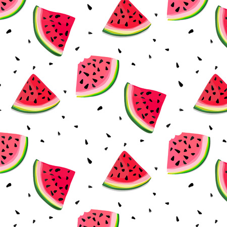 Vector watermelon slices pattern. summer fresh illustration. Tasty decoration texture. Berry dessert fruit. Freshness organic foodのイラスト素材