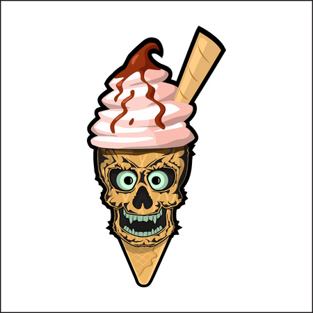 Ice cream with skeleton faceのイラスト素材