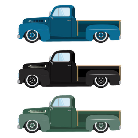 Vintage colors cars a vector illustration isolated on white backgroundのイラスト素材