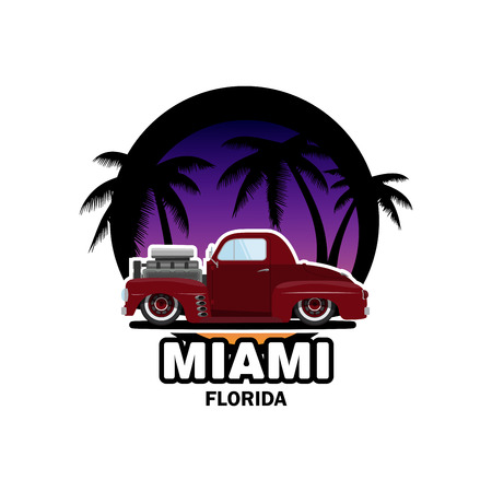 Vintage car a vector illustration isolated T-shirt designのイラスト素材